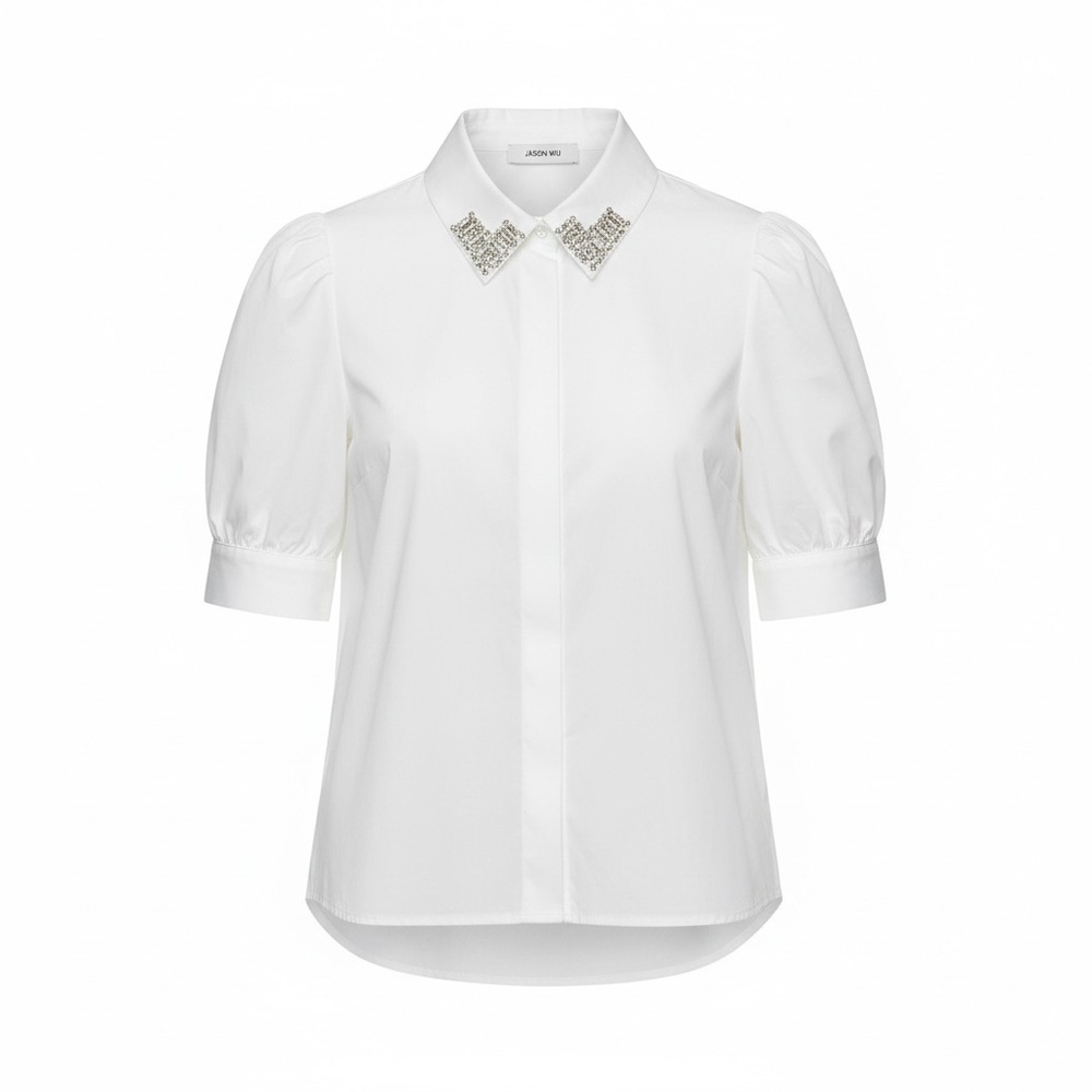 Jason Wu White Shirt with Sparkling Silver Details